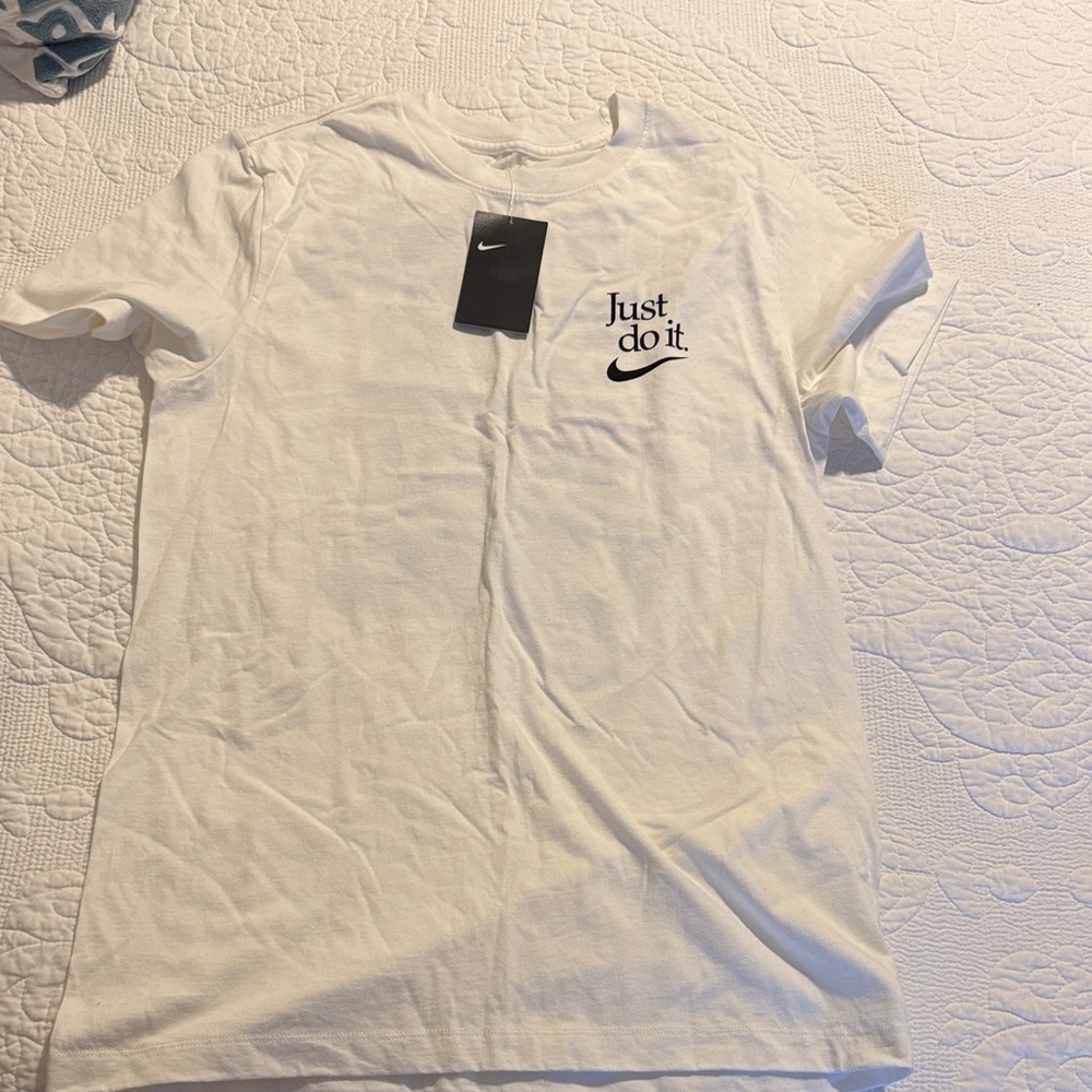 Nike White Tee with Black and Red Graphic